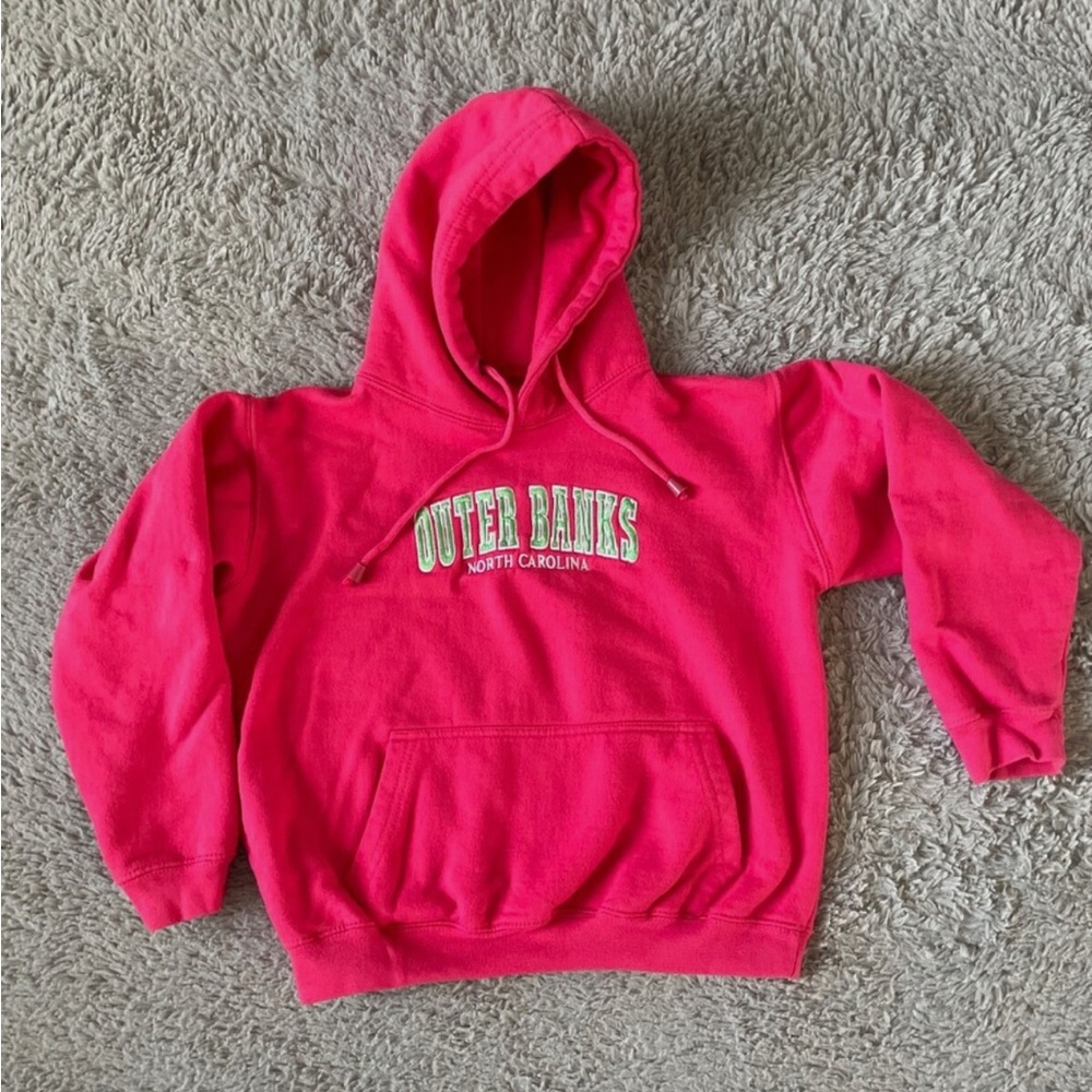 Outer Banks Authentic, Salmon/Pink, Green Pullover Hoodie Kids Great Colors, OBX